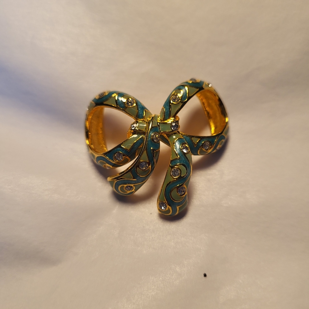 Vintage Nolan Miller Bow Floral Cloisonne pendant
